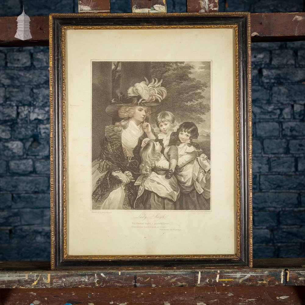 NR47121: Framed Print of 1789 Engraving of Lady Smyth and Her Children: George Henry, Louisa and Charlotte