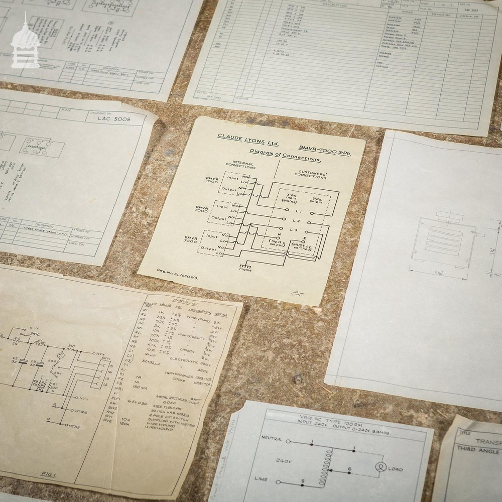 Large Collection of 180+ Vintage Industrial Drawings Schematics Papers