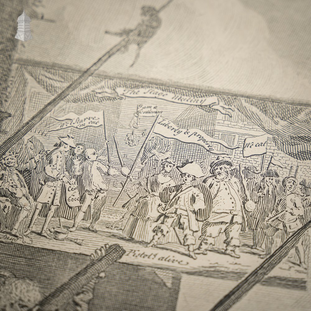 ‘Southwark Fair’ Original 18th C Engraving by William Hogarth Circa 1734