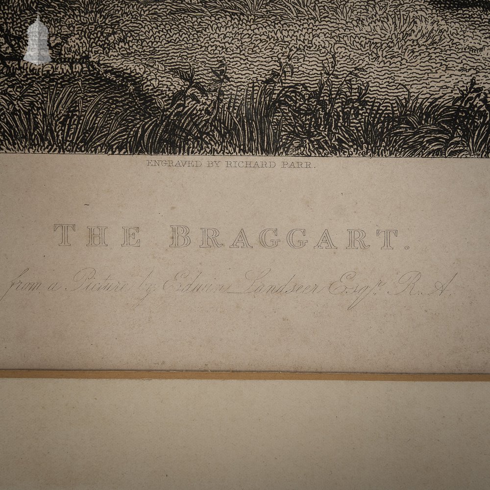 ‘The Braggart’ Original 19th C Richard Parr Engraving after Edwin Landseer Published 1833