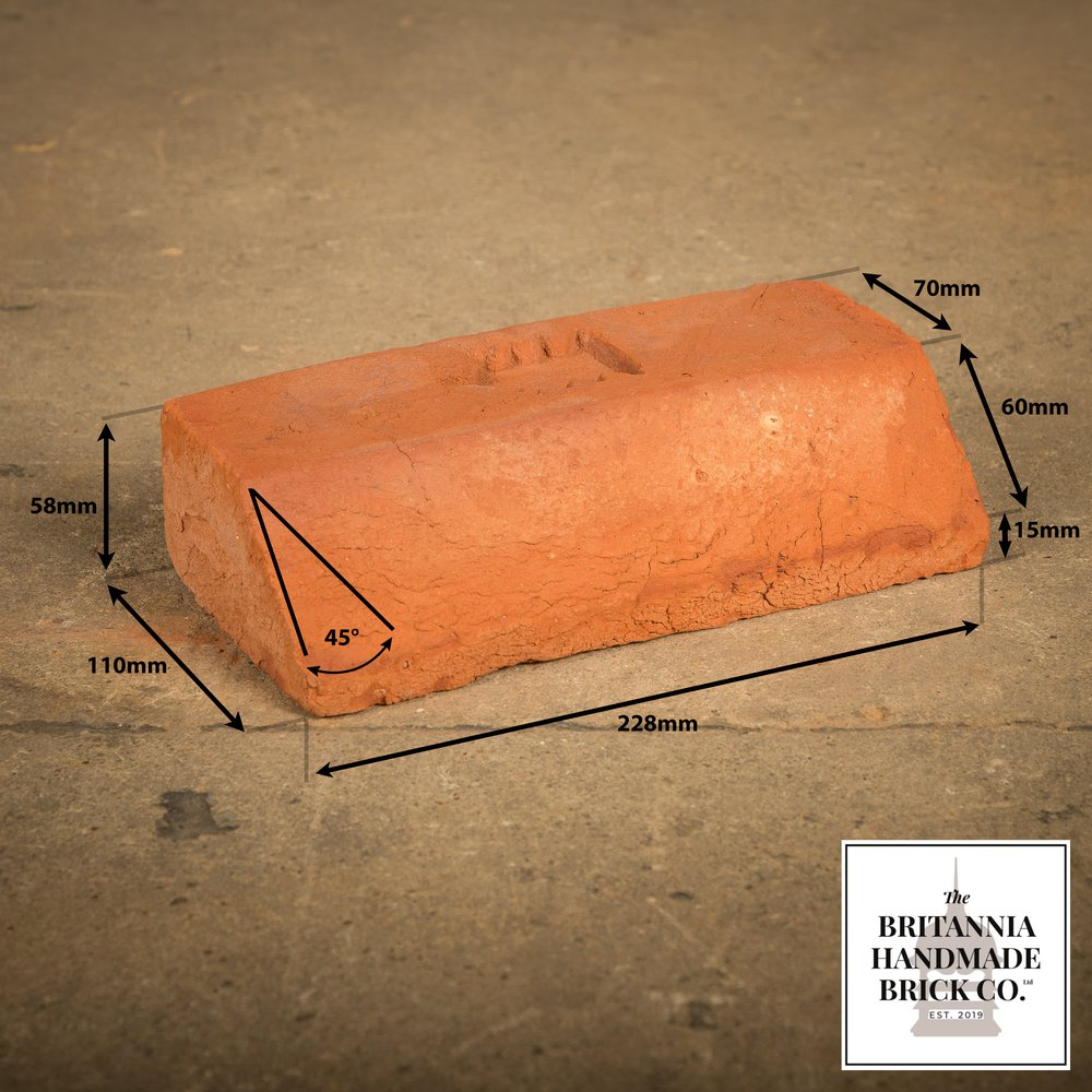 2 1/4" Plinth Stretcher Handmade Red Brick, Period Style Plinth Bricks