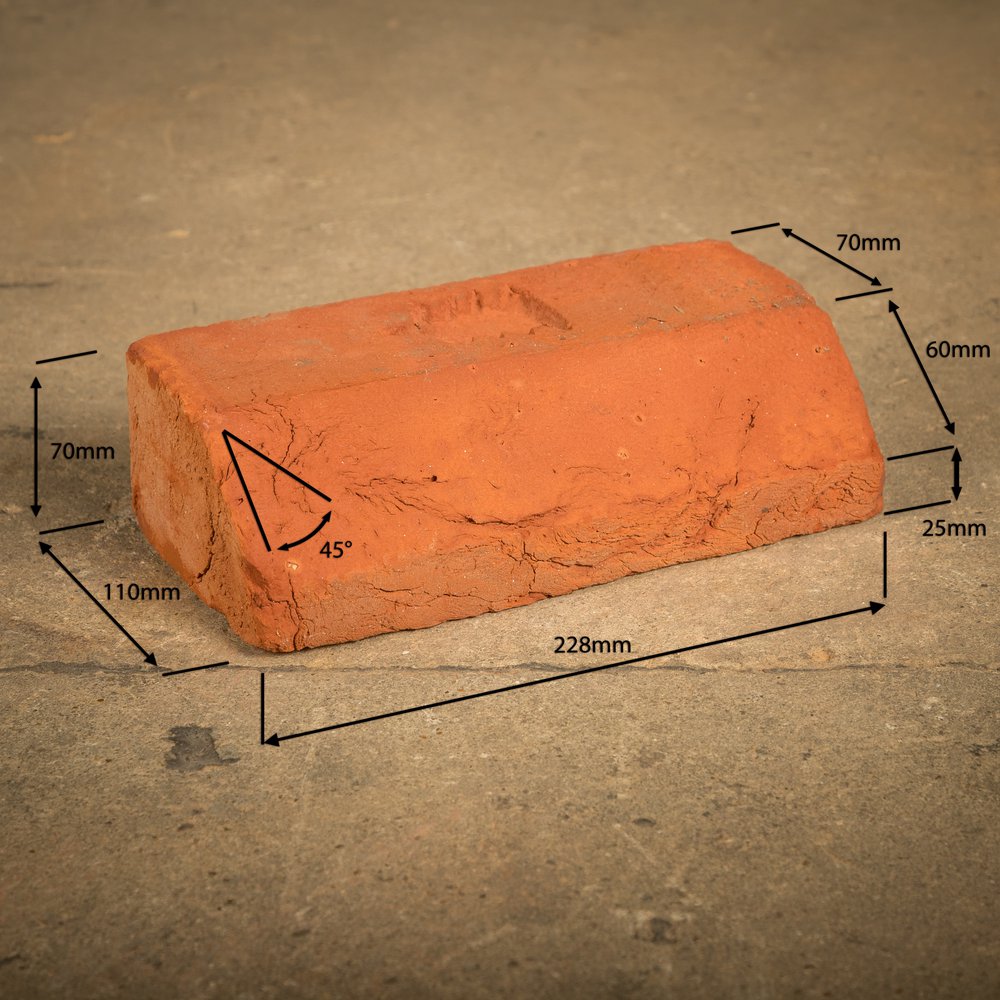 2 3/4" Plinth Stretcher Handmade Red Brick, Period Style Plinth Bricks