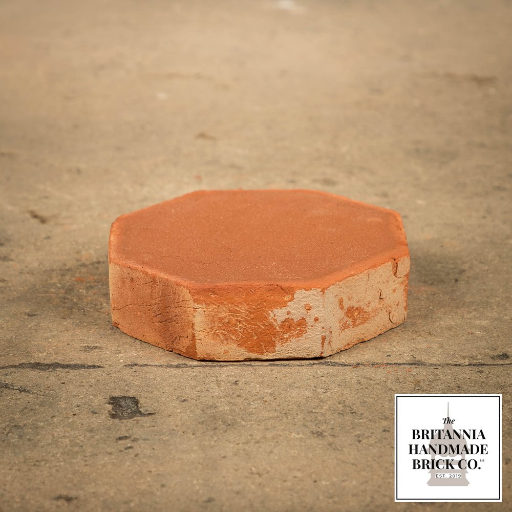 Octagonal Red Floor Brick, Handmade 6”