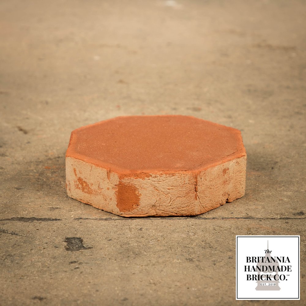 Octagonal Red Floor Brick, Handmade 6”