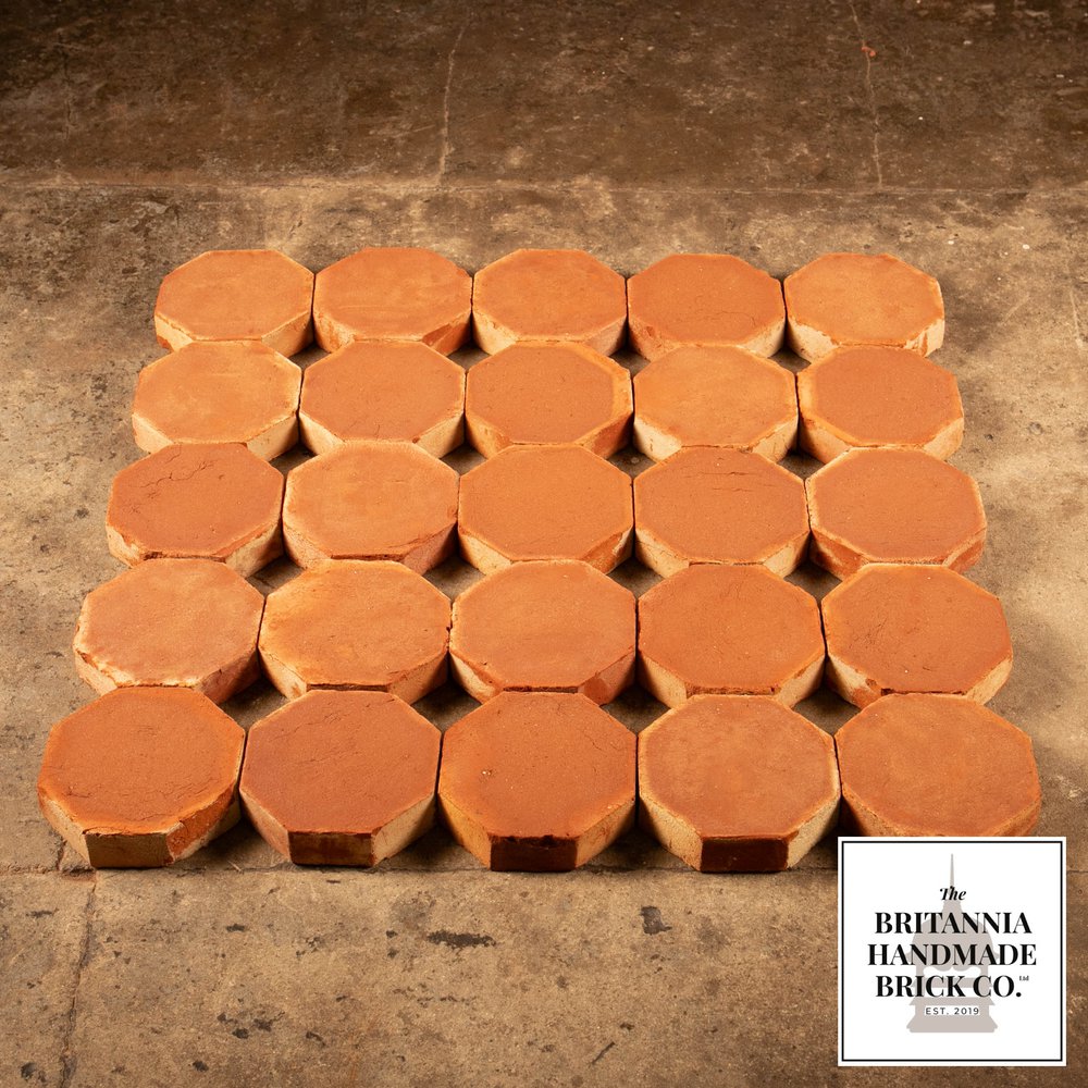 Octagonal Red Floor Brick, Handmade 6”