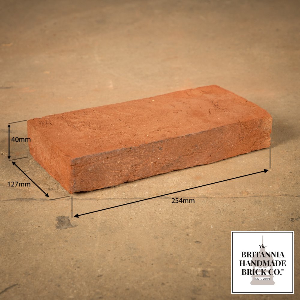 10 x 5" Handmade Red Floor Brick, 254 x 127 x 40mm
