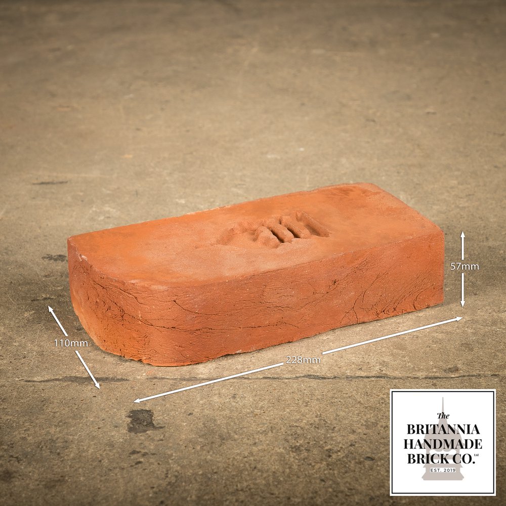 2 1/4” Single Bullnose, Handmade Period Style Red Brick