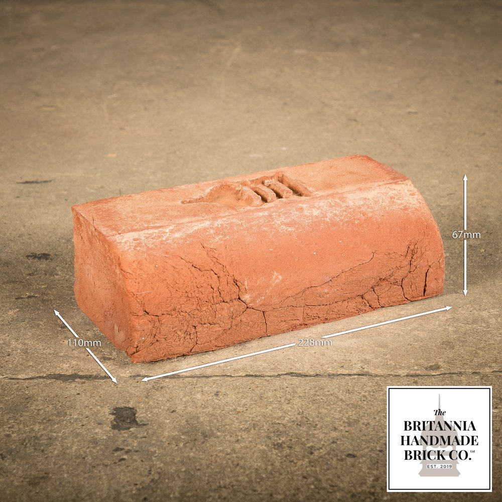 2 5/8” Bullnose Stretcher, Handmade Period Style Red Brick