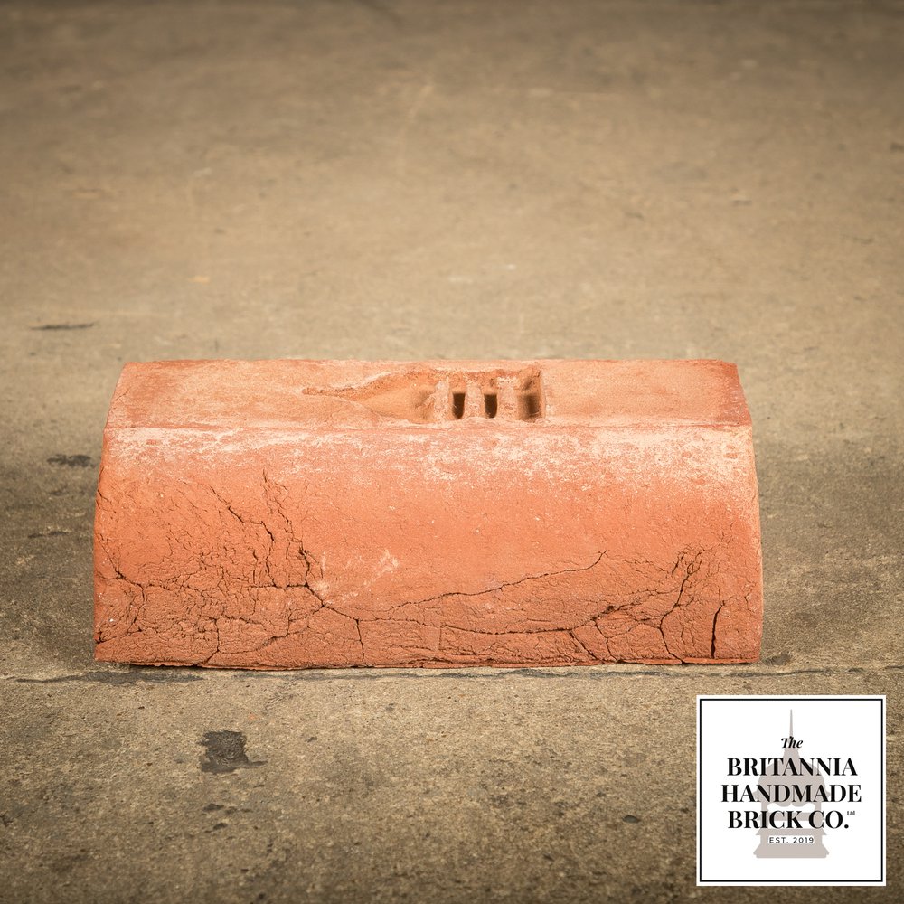 2 5/8” Bullnose Stretcher, Handmade Period Style Red Brick