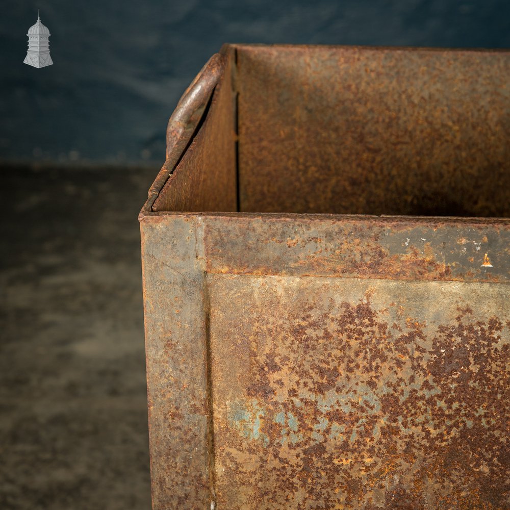 Workshop Bin Planters, Vintage Industrial Steel Parts Bins, Pair