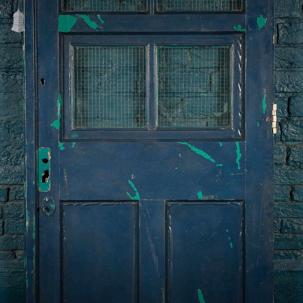 Half Glazed Door, Painted Pitch Pine Fitted with Wired Safety Glass