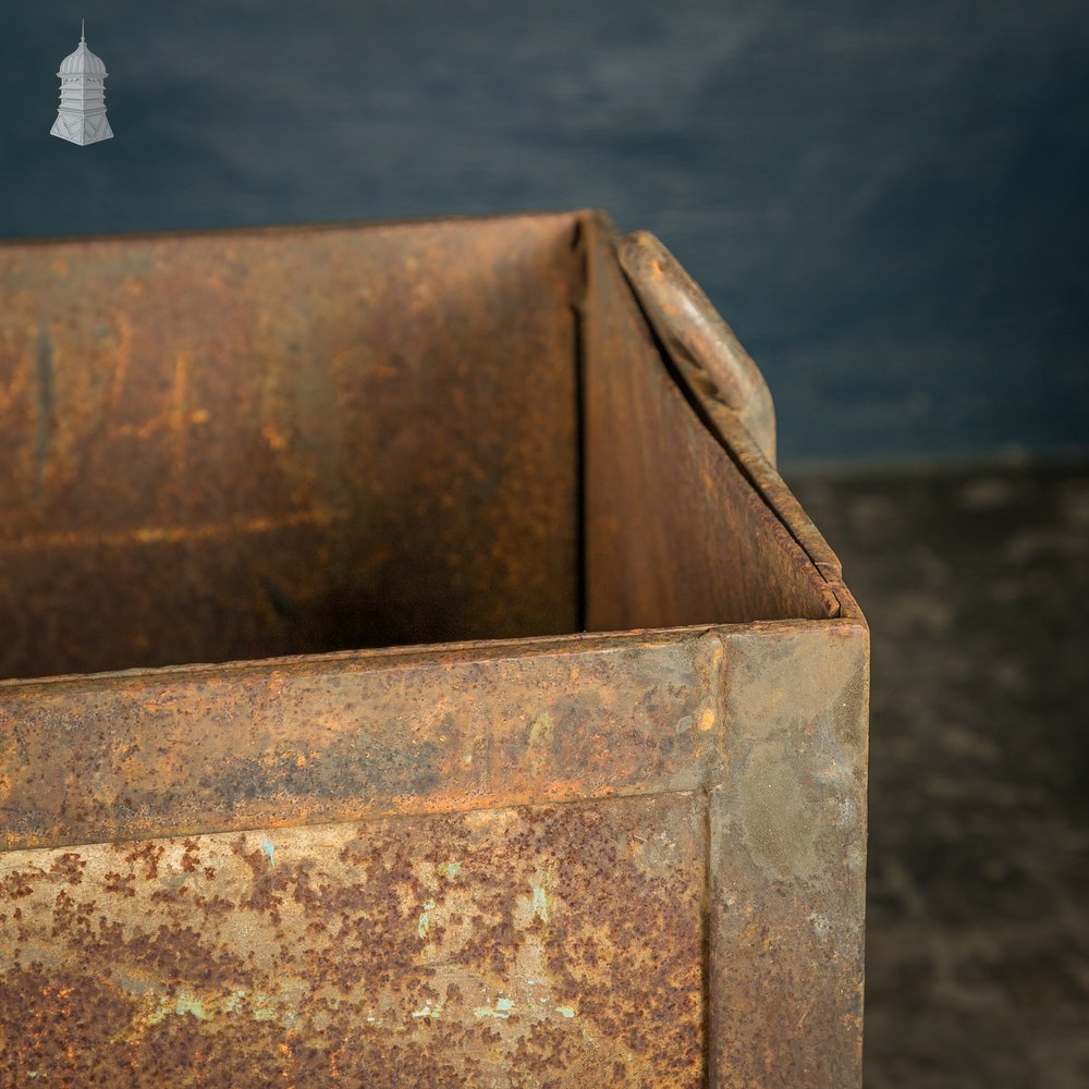 Workshop Bin Planters, Vintage Industrial Steel Parts Bins, Pair