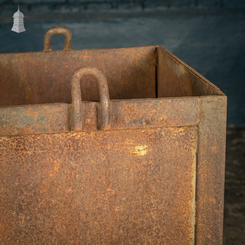 Workshop Bin Planters, Vintage Industrial Steel Parts Bins, Pair