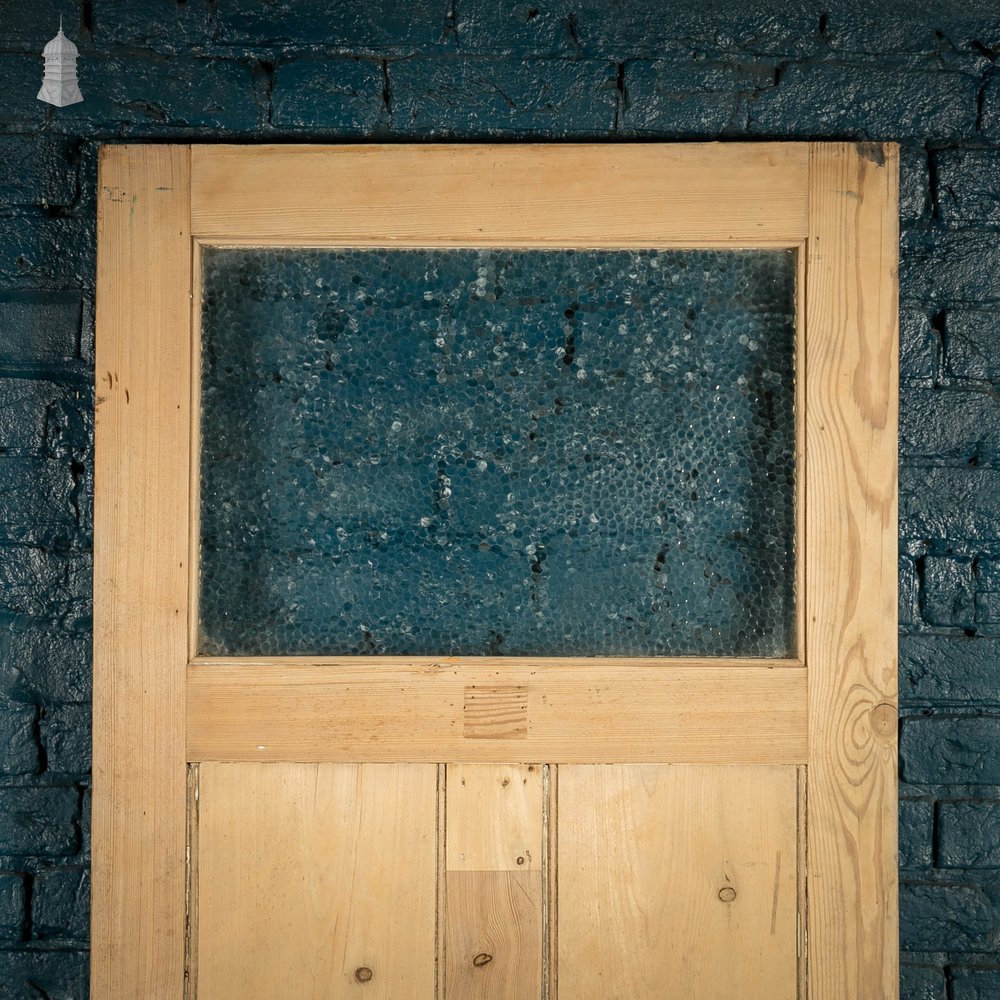 Glazed Pine Door, Fitted with 'Hammered Cathedral' Style Textured Glazing