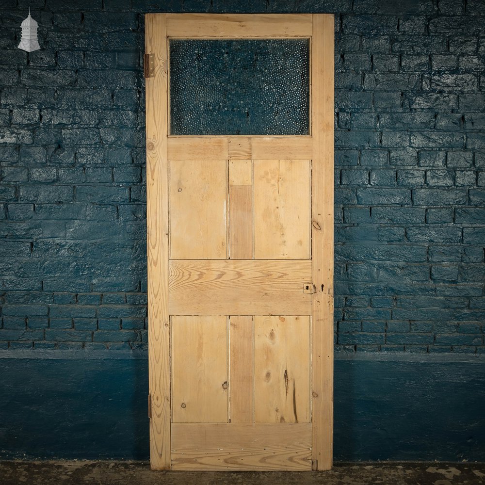 Glazed Pine Door, Fitted with 'Hammered Cathedral' Style Textured Glazing