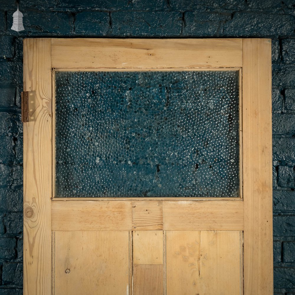 Glazed Pine Door, Fitted with 'Hammered Cathedral' Style Textured Glazing