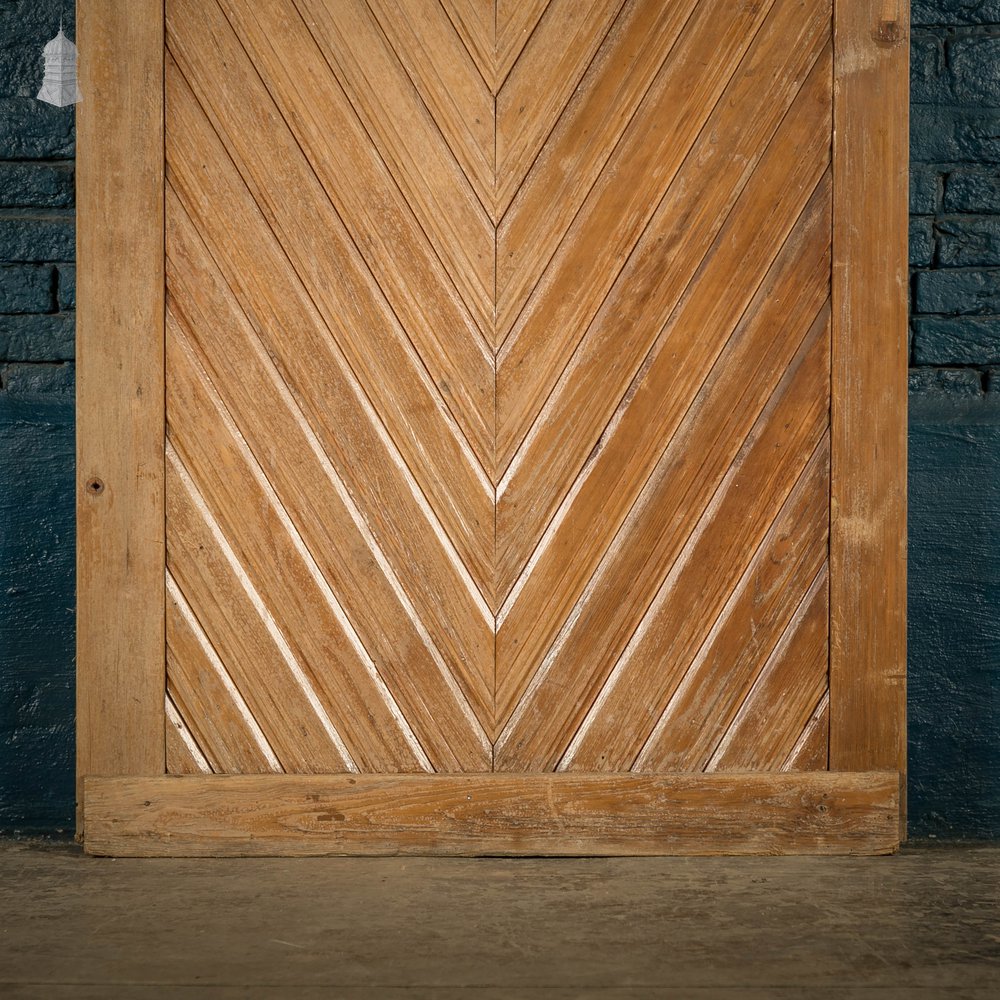 Geometric Glazed Door, 19th C Moulded Pine, with Frosted Glazing