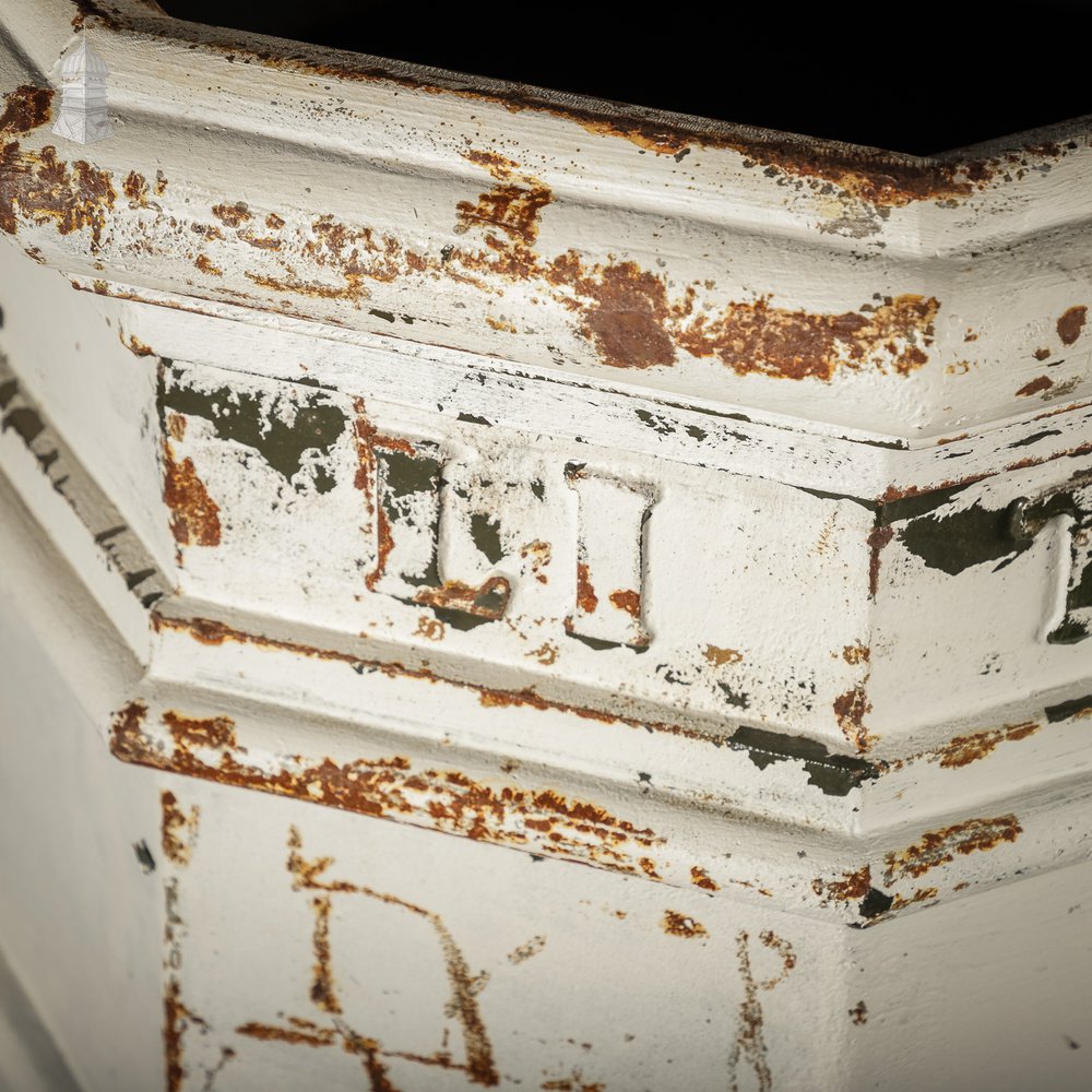 Norwich City Council Cast Iron Litter Bin with ECC Foundry Mark and Distressed White Painted Finish