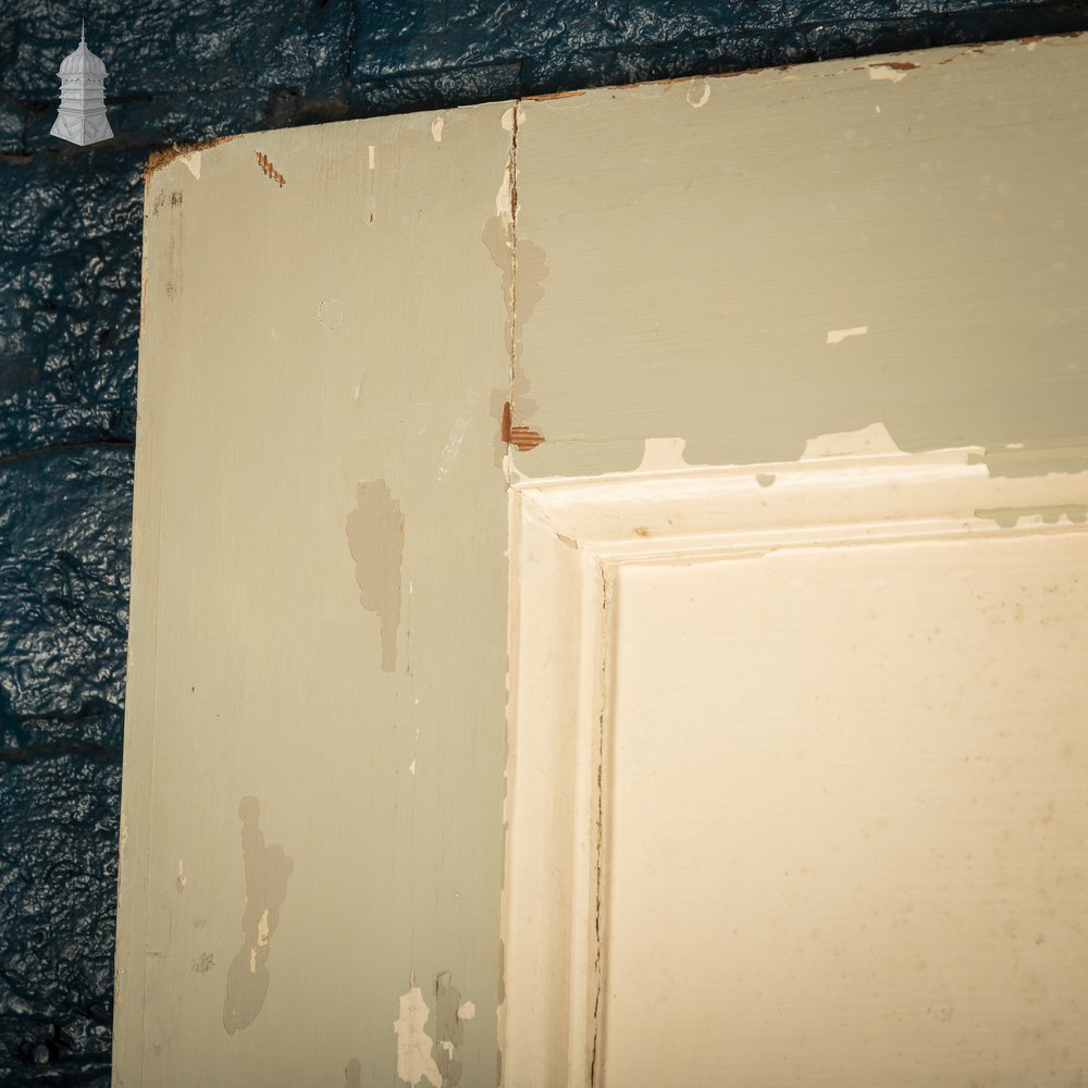 Six Panel Door, White and Green Distressed Paint