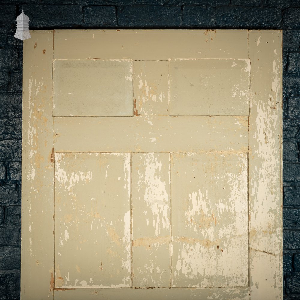 Six Panel Door, White and Green Distressed Paint