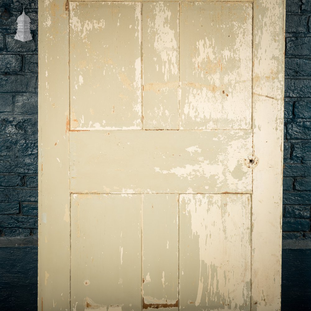 Six Panel Door, White and Green Distressed Paint