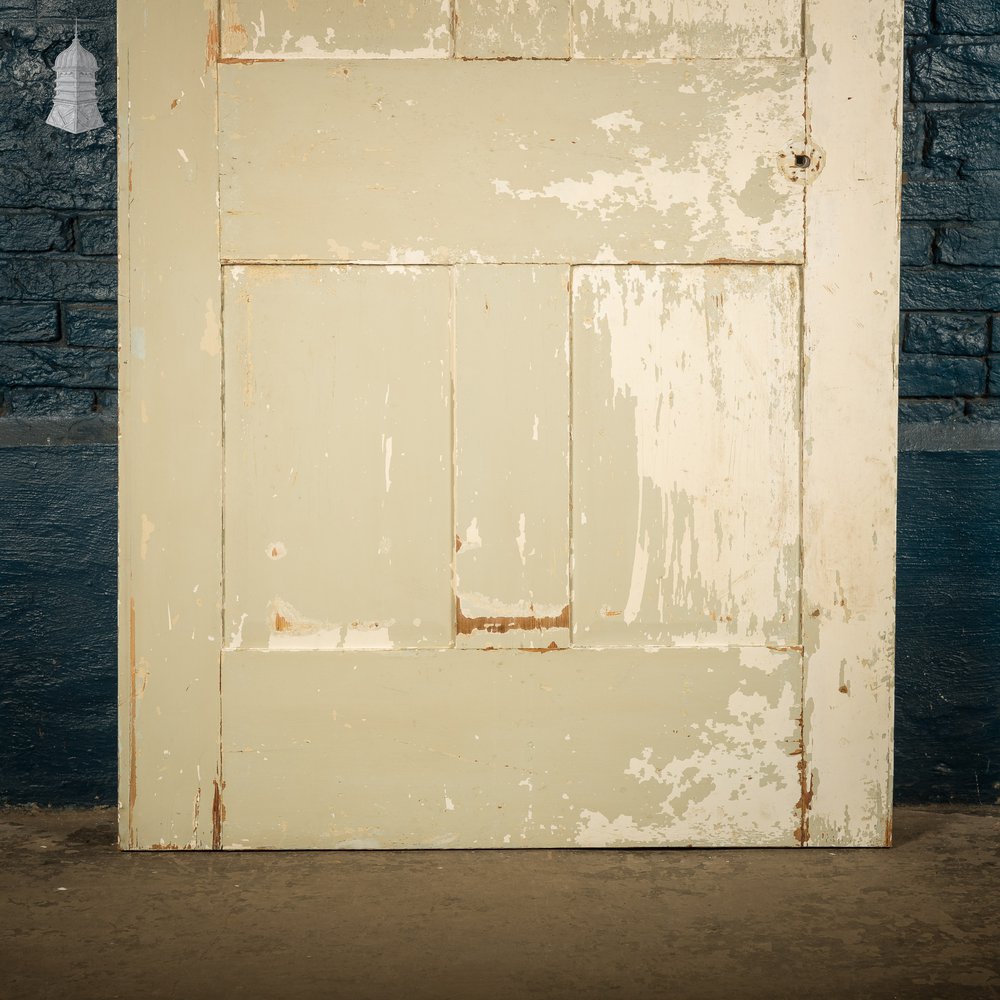 Six Panel Door, White and Green Distressed Paint