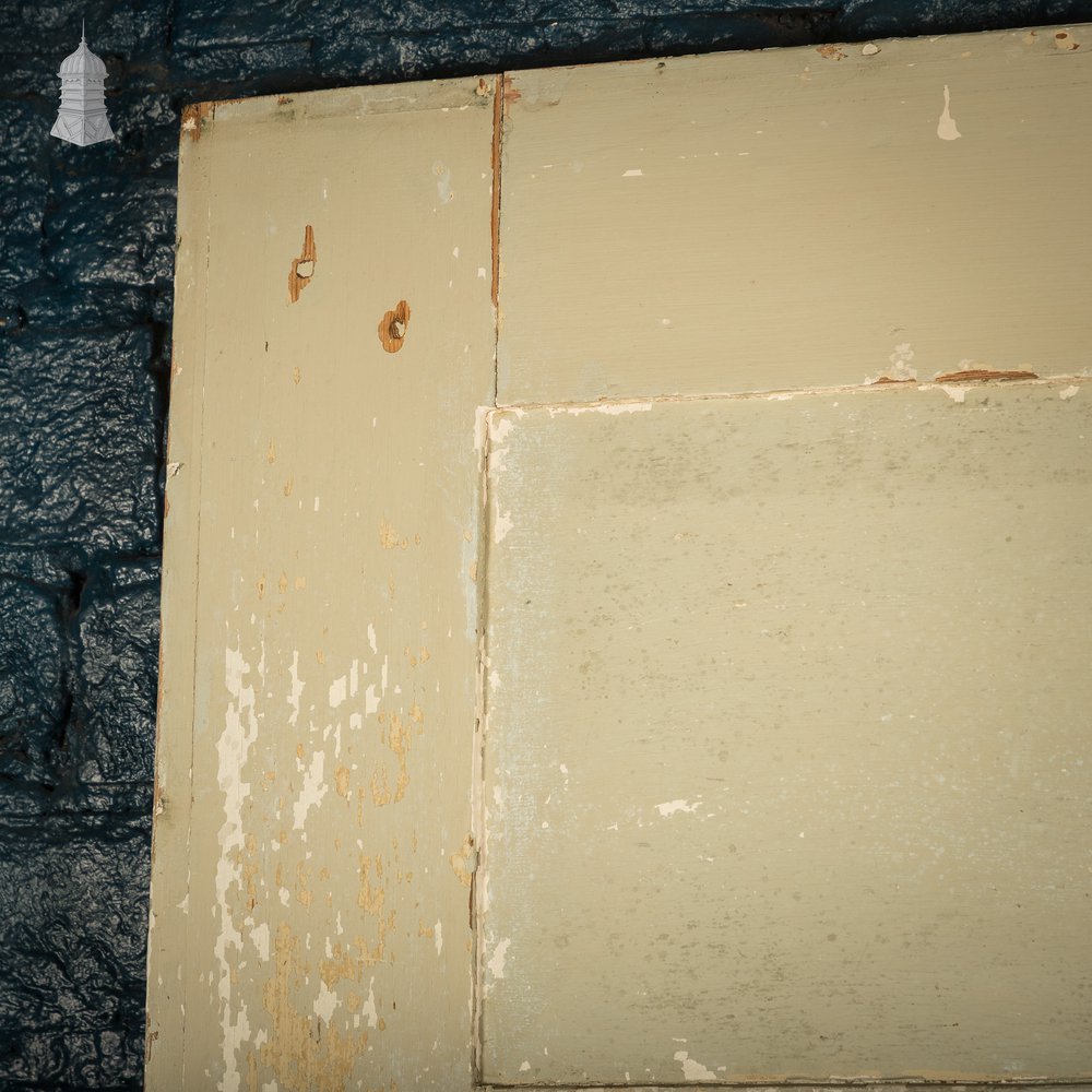 Six Panel Door, White and Green Distressed Paint