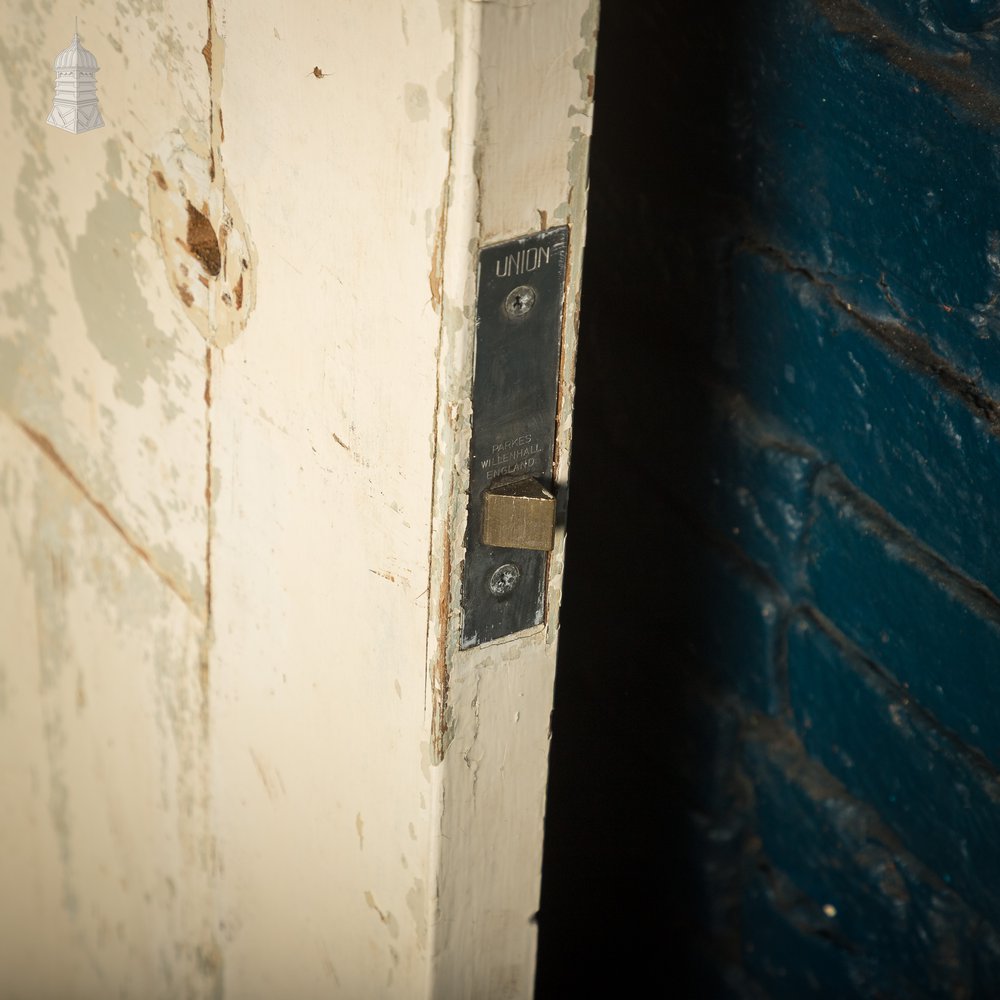 Six Panel Door, White and Green Distressed Paint