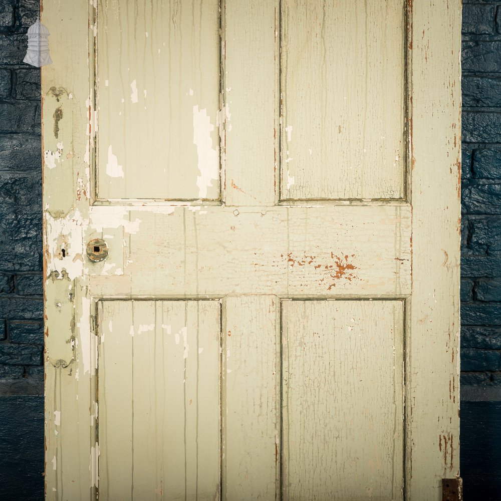 Six Panel Door, Green and White Distressed Paint