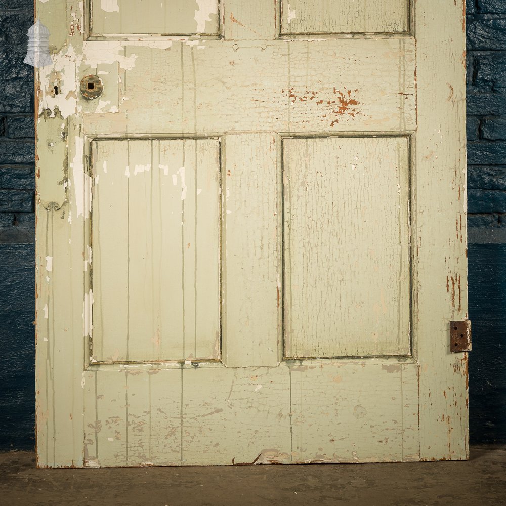 Six Panel Door, Green and White Distressed Paint