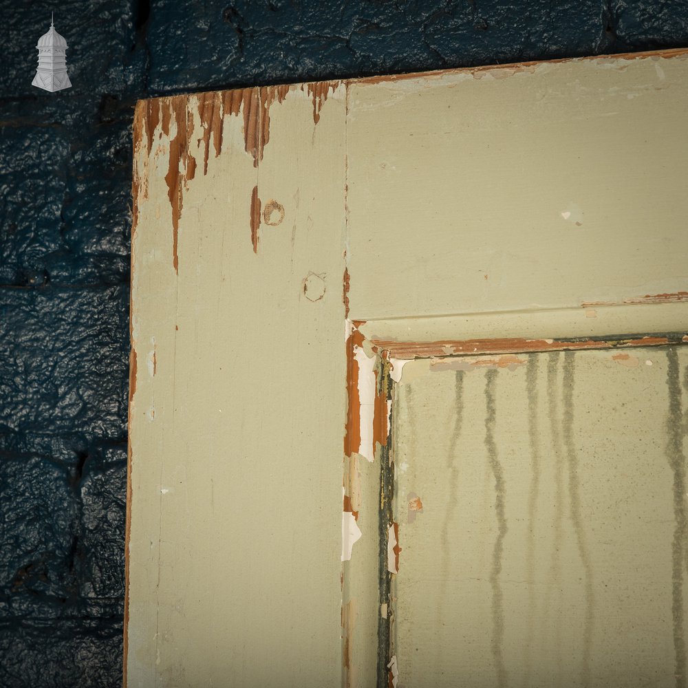 Six Panel Door, Green and White Distressed Paint