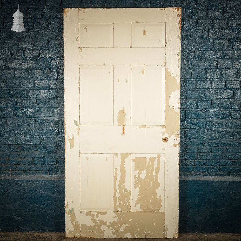 Six Panel Door, Green and White Distressed Paint