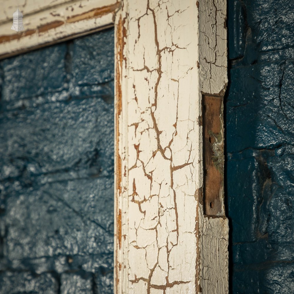 Half Glazed Door, 3 Moulded Pine Panel Distressed Crackled Paint