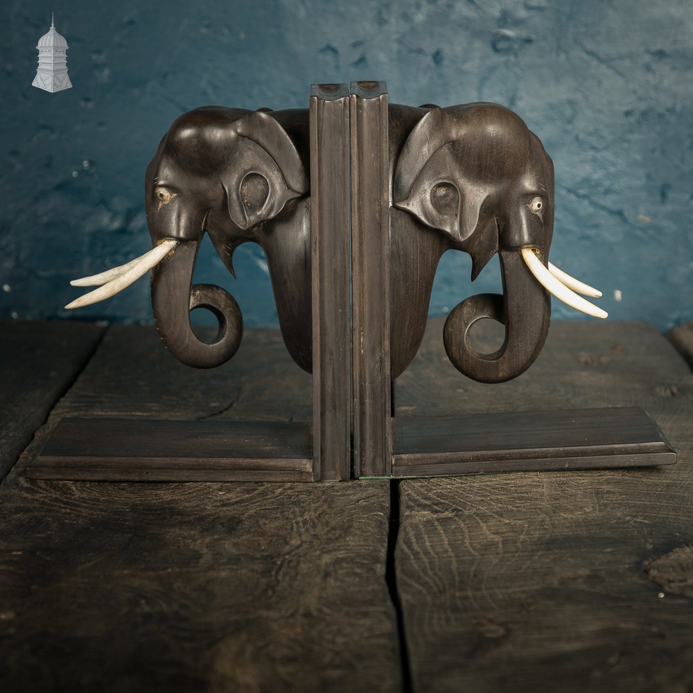 Elephant Head Bookends, Pair