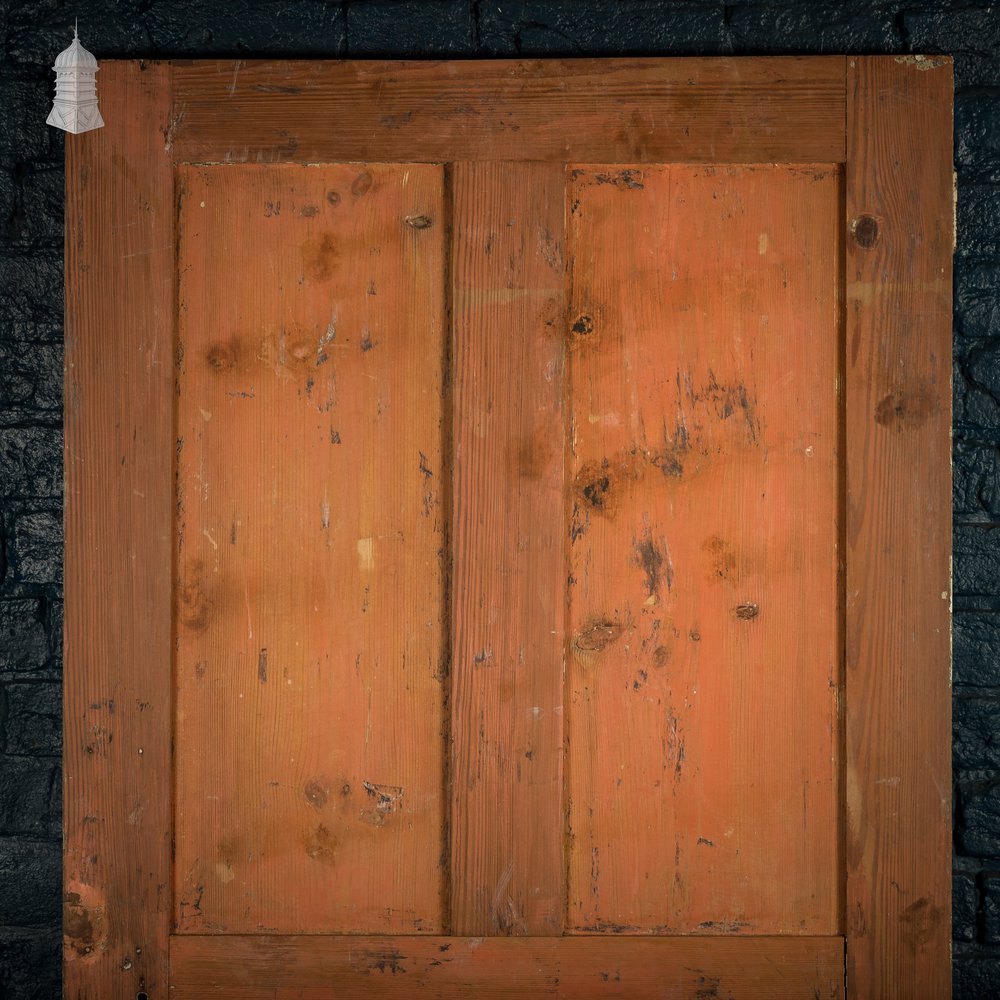 Four Panel Door, White and Orange Distressed Paint