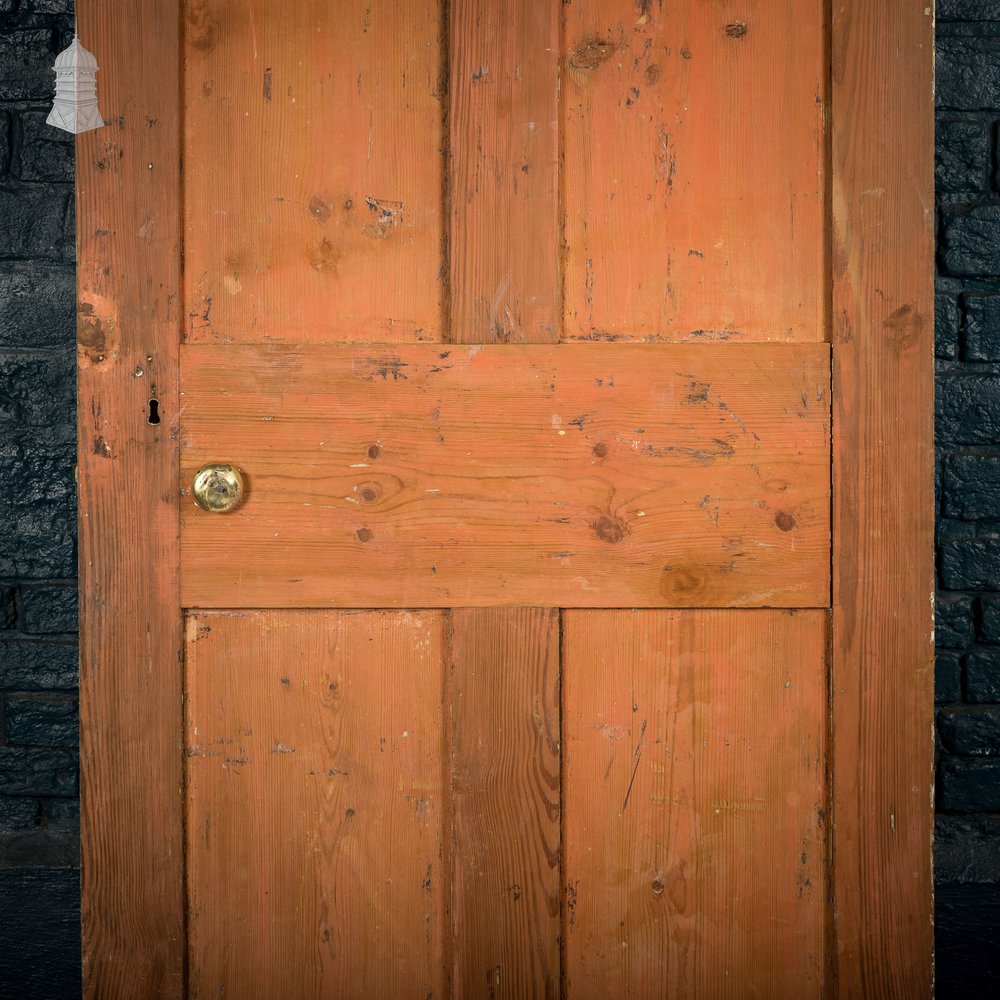 Four Panel Door, White and Orange Distressed Paint