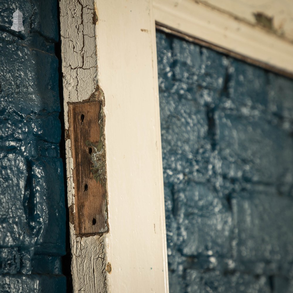 Half Glazed Door, 3 Moulded Pine Panel Distressed Crackled Paint