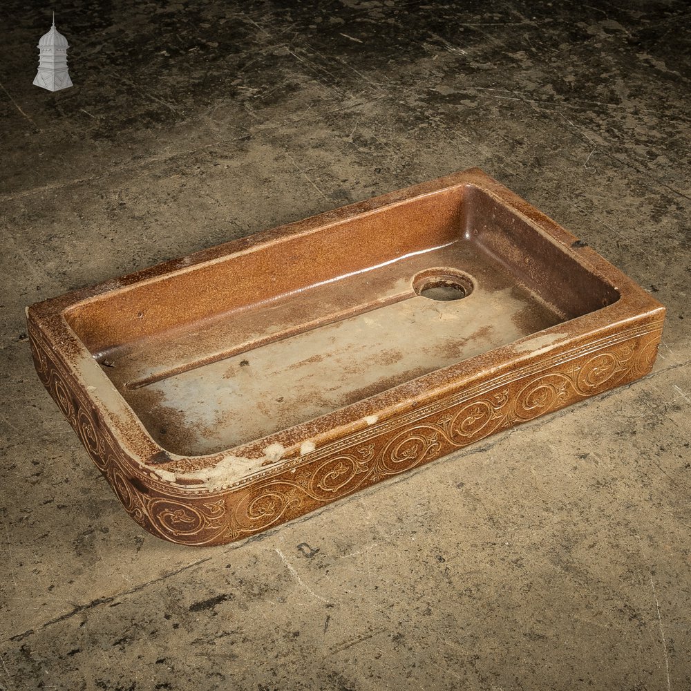 Georgian Sink, Salt Glazed Left hand return with Decorative Floral Pattern