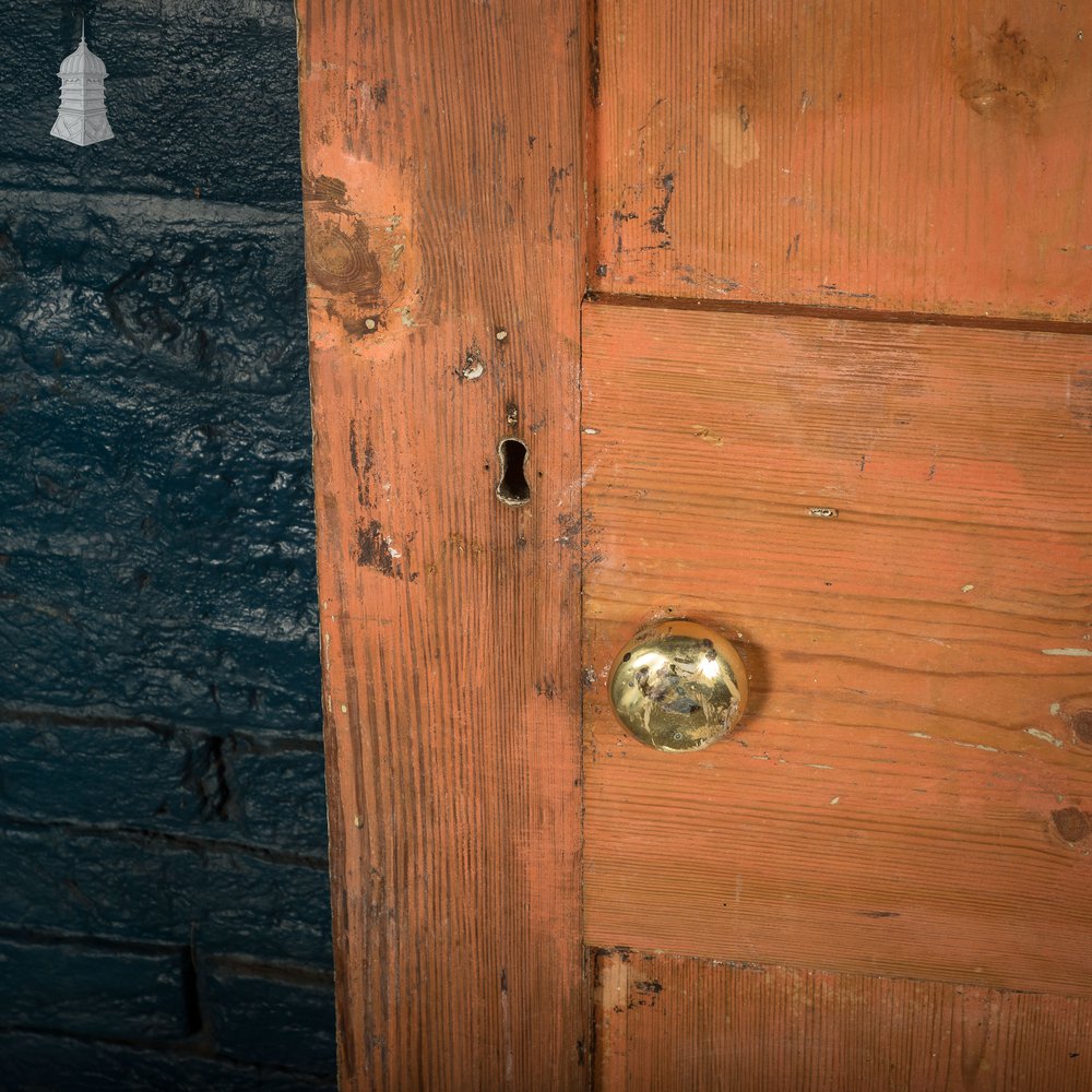 Four Panel Door, White and Orange Distressed Paint