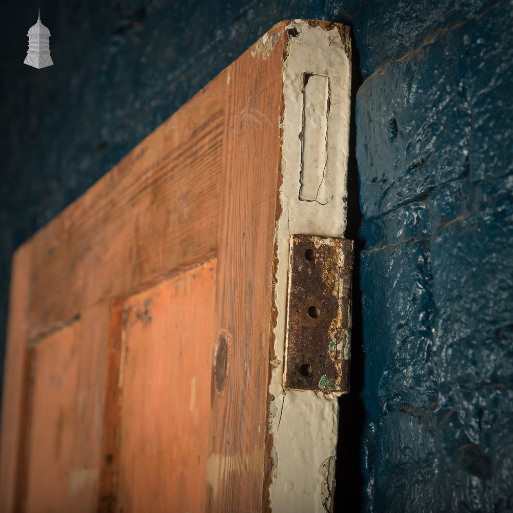 Four Panel Door, White and Orange Distressed Paint