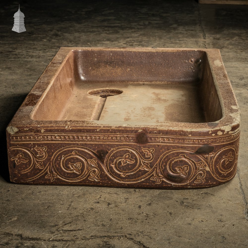 Georgian Sink, Salt Glazed Left hand return with Decorative Floral Pattern