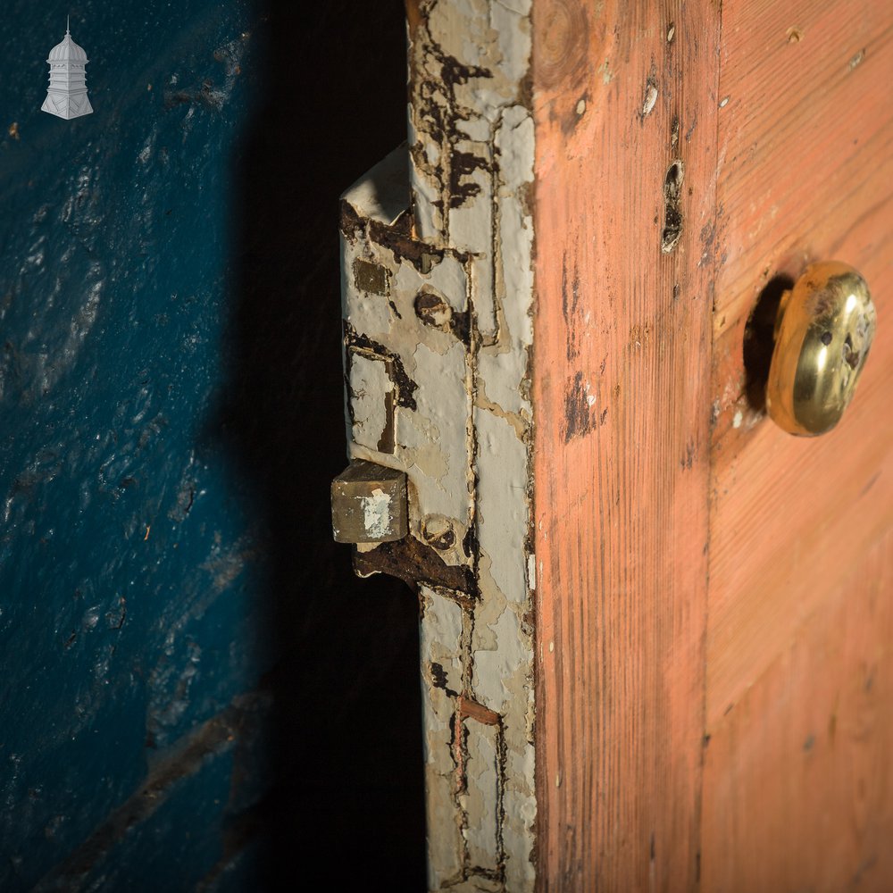 Four Panel Door, White and Orange Distressed Paint