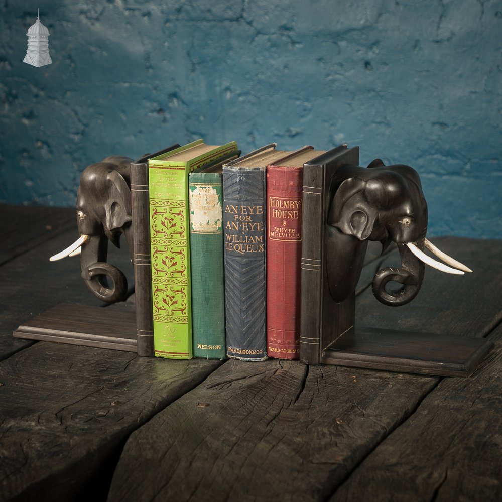 Elephant Head Bookends, Pair