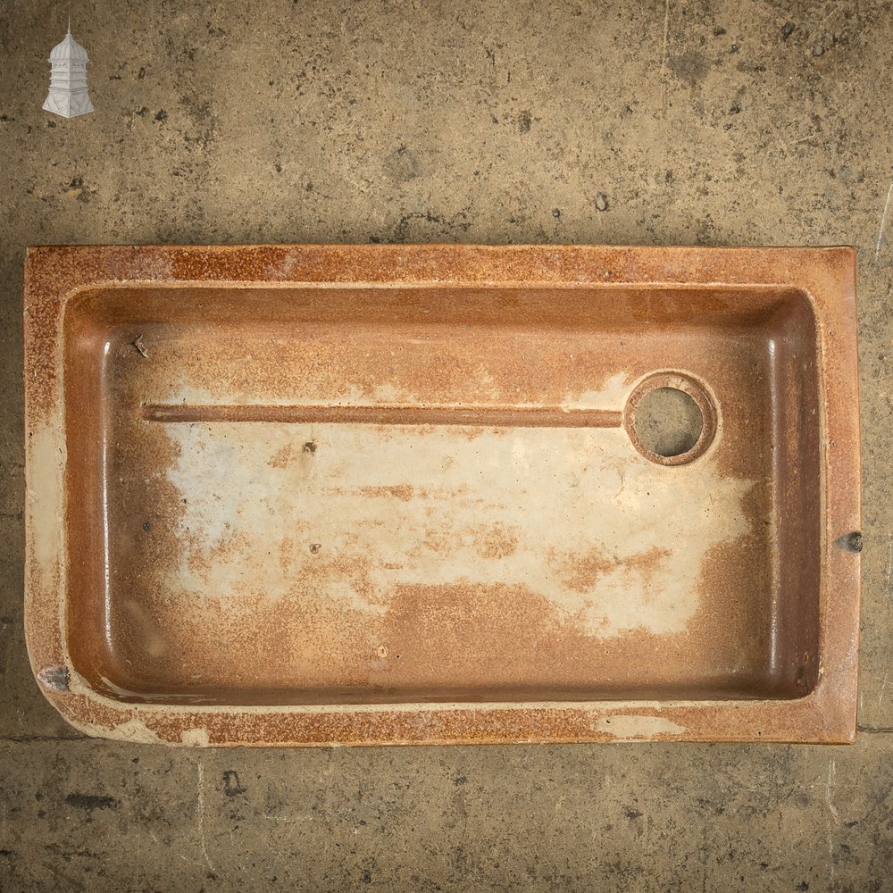 Georgian Sink, Salt Glazed Left hand return with Decorative Floral Pattern