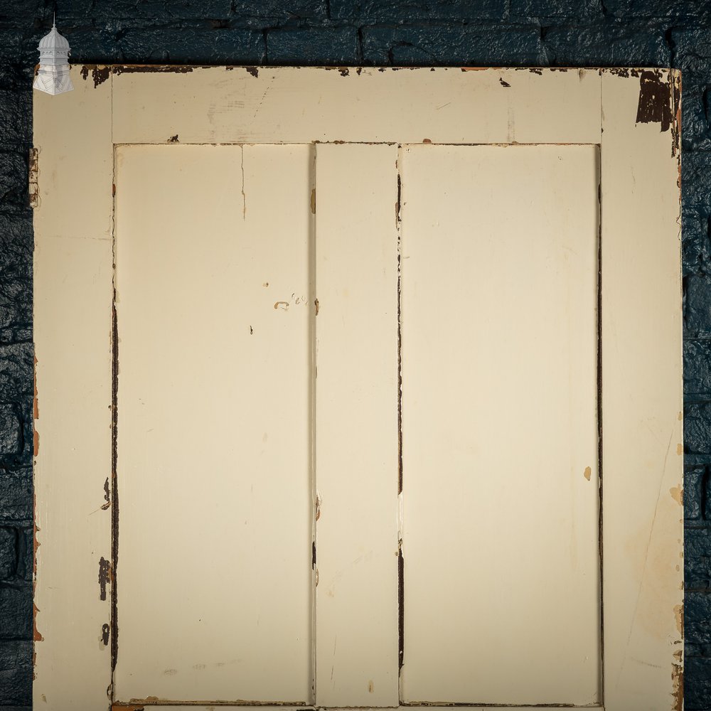 Four Panel Door, White and Orange Distressed Paint