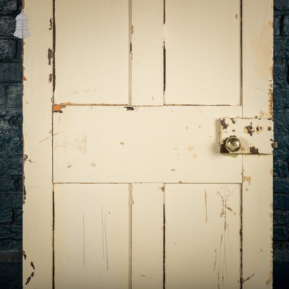 Four Panel Door, White and Orange Distressed Paint