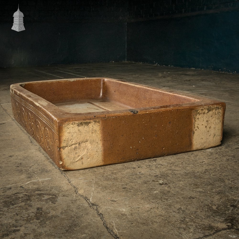 Georgian Sink, Salt Glazed Left hand return with Decorative Floral Pattern