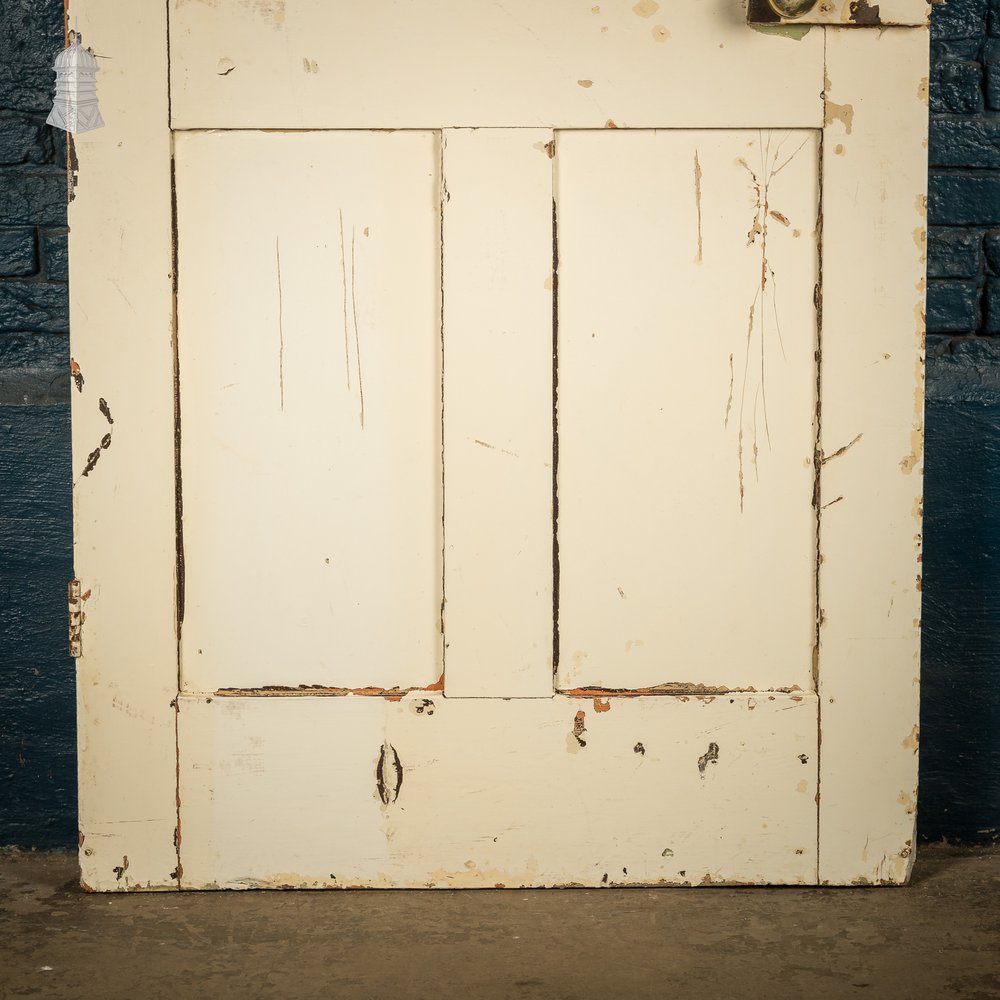Four Panel Door, White and Orange Distressed Paint