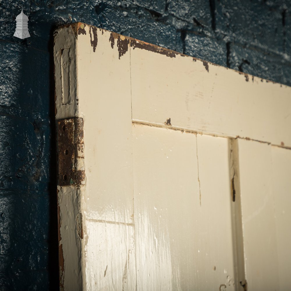 Four Panel Door, White and Orange Distressed Paint