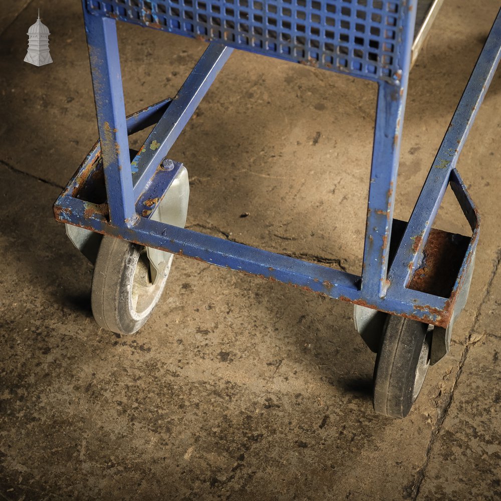 Industrial Wheeled Shelf unit, Blue Painted Steel